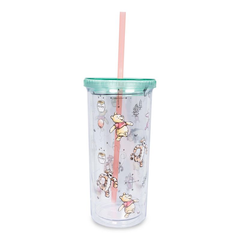 Silver Buffalo Disney Winnie the Pooh Character Toss Acrylic Carnival Cup with Lid and Straw, 1 of 7