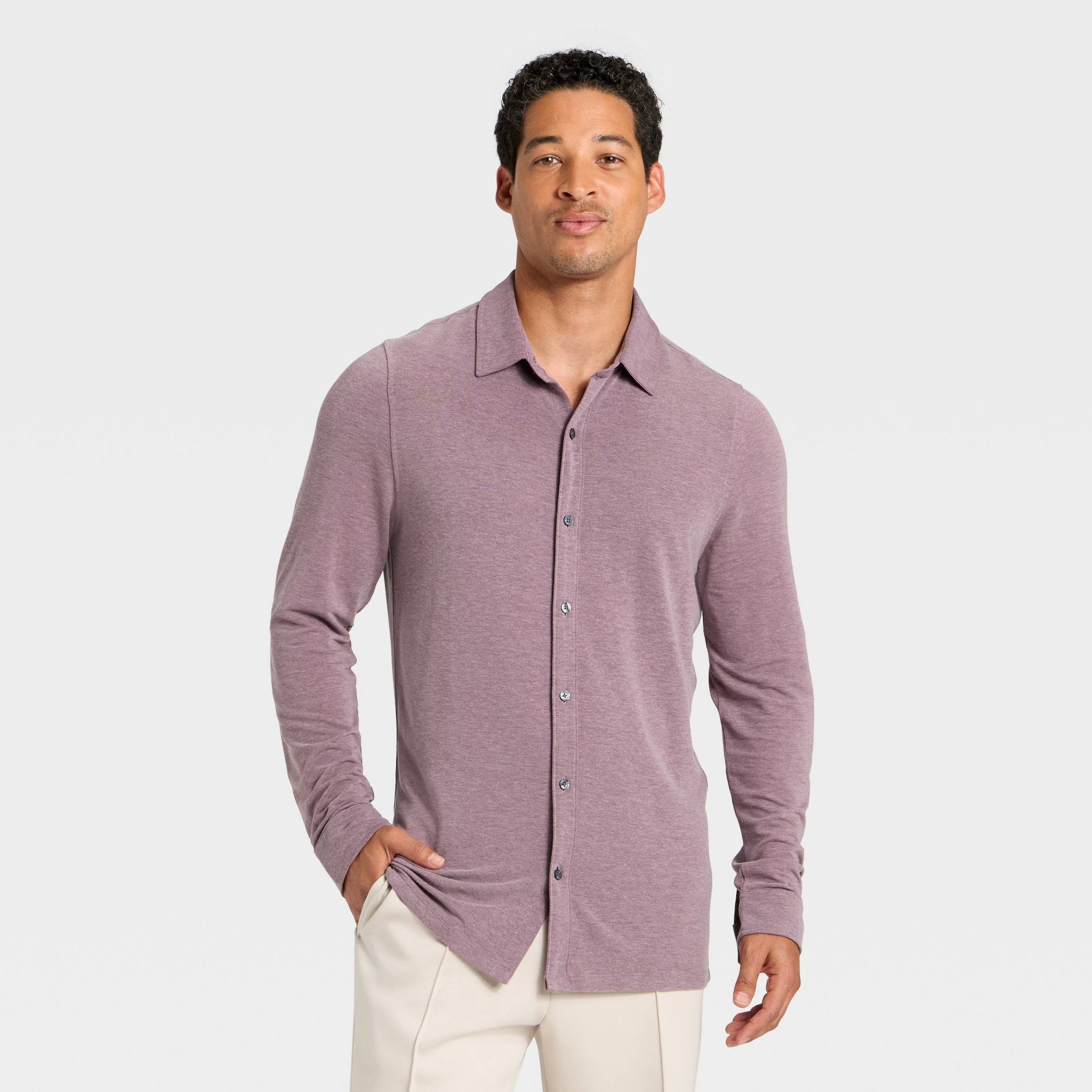 Men's Long Sleeve Knit Commuter Polo Shirt - All In Motion™