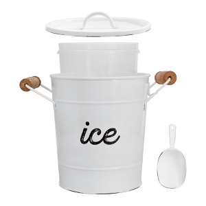 AuldHome Design Farmhouse Enamelware Ice Bucket; Retro Style Insulated Metal Ice Server - 1 of 4