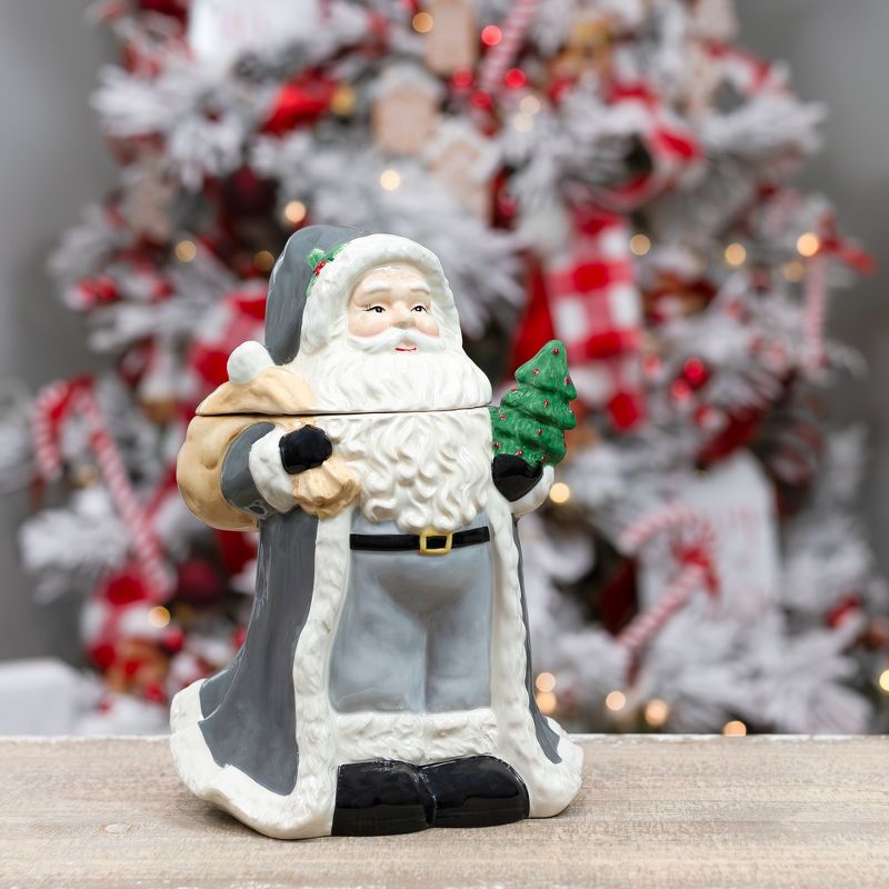 AuldHome Design Santa Christmas Cookie Jar; Ceramic Holiday Treats Santa Claus Canister, 2 of 9