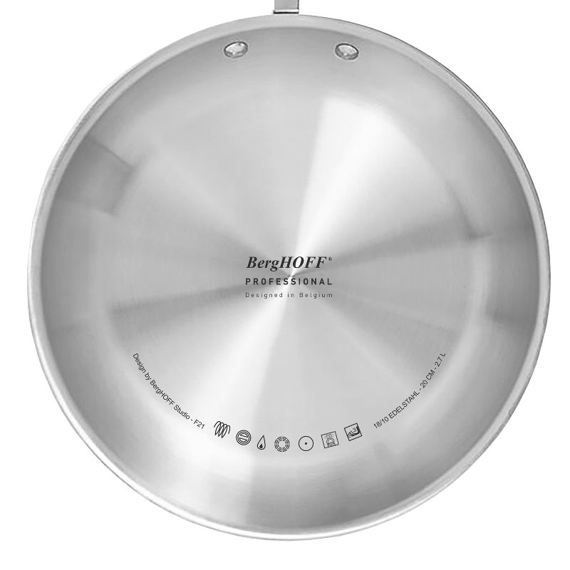 BergHOFF Professional Tri-Ply 18/10 Stainless Steel 11" Saute Pan with Stainless Steel Lid 4.6Qt., 2 of 10