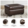Signature Design by Ashley Santorine Leather Ottoman in Dark Brown - 3 of 4
