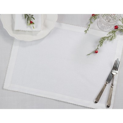 Silver Cotton Whip Stitched Rectangle Placemat Set