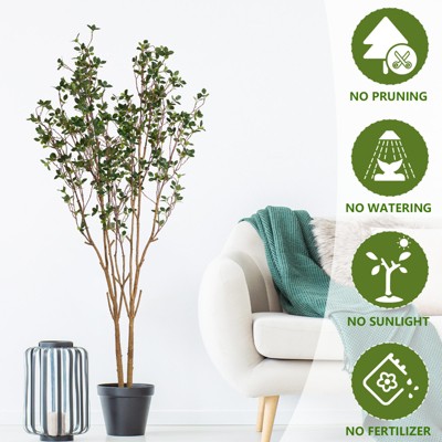 MAYEERTY Tree Plant Potted Trees Decorations for Outdoor Indoor Living Room Artificial Double Pole Island Spring Flower,63in,1pcs/set