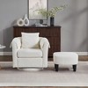 Swivel Accent Chair with Ottoman Set, Modern Chenille Barrel Armchair with Back Pillow & 2 Armrest Covers for Living Room, Bedroom, Office - 3 of 4