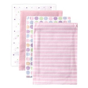 Luvable Friends Baby Girl Cotton Flannel Receiving Blankets, Pink Polka Dots 4-Pack, One Size - 1 of 1
