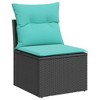 5 Piece Garden Sofa Set with Cushions Black Poly Rattan vidaXL - 4 of 4
