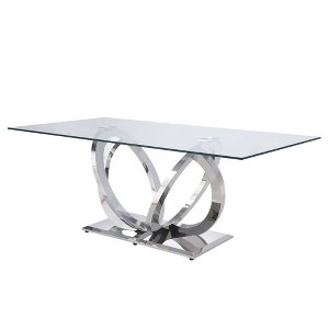 Acme Furniture Finley Glass Top Dining Table Clear/Silver Finish - 1 of 4