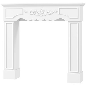 Angel Sar Freestanding Fireplace Mantel, White Baroque-Style Mantelpiece with Columns for Electric Fireplaces, Decorative Shelf for Living Room - 1 of 4