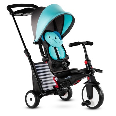 smarTrike Elephant Zoo Animal 7 in 1 Folding  Stroller Tricycle with Secure Safety Harness for Baby, Toddler, and Infant Ages 9 Months to 3 Years