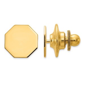 Black Bow Jewelry 14K Yellow Gold Polished Octagon Lapel or Tie Pin, 11mm - 1 of 3