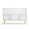 Alilang 35.43 Inch Wooden Storage Shelf with Open Compartment and Fabric Bins - White gray - 3 of 4