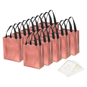 Unique Bargains Reusable Non-Woven Metallic Shiny Finish Gift Goodie Bags 12 Pcs - 1 of 4