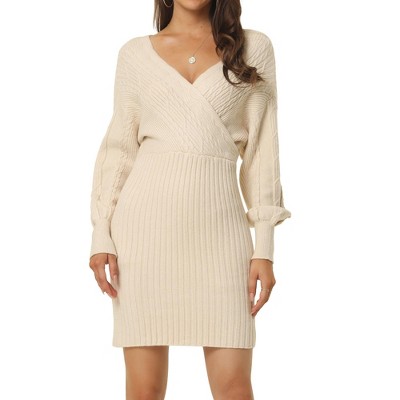 Deep v neck sweater dress hotsell