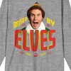Elf Movie Buddy Raised By Elves Women's Heather Gray Long Sleeve Crew Neck Tee - 2 of 3