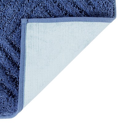 Blue 100% Cotton Tufted Non-Slip Bath Runner Rug 18" x 54"