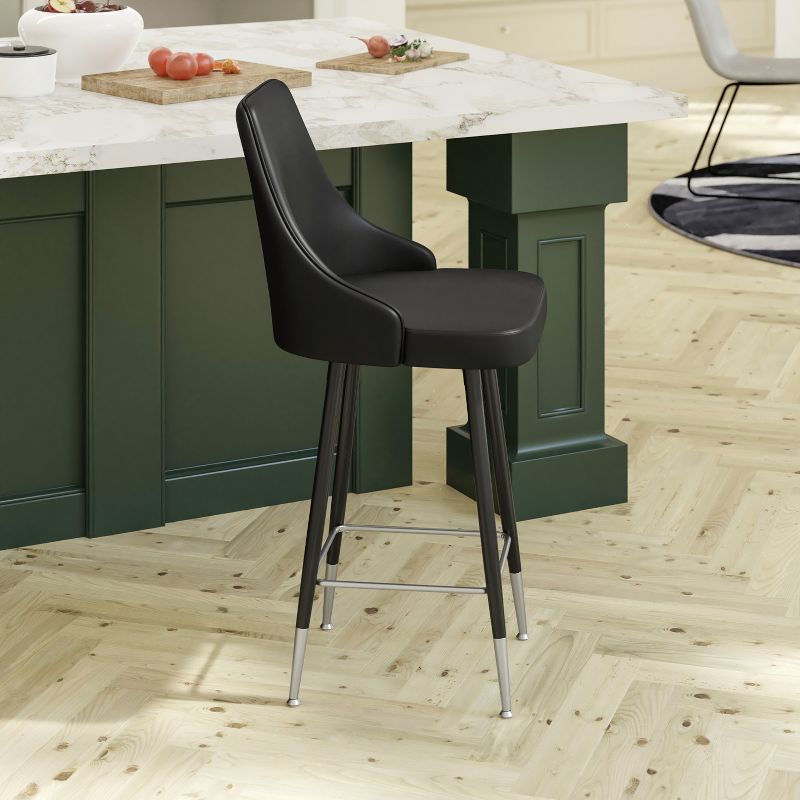 Emma and Oliver Modern Upholstered Dining Stools with Chrome Accented Metal Frames and Footrests, 5 of 10