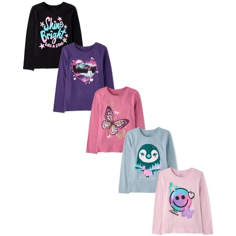 The Children's Place Girls Long Sleeve Animal Graphic Tee 5-Pack Multi S (5/6)