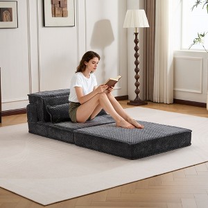 Whisen Modern Compression Loveseat, Convertible Floor Sofa Bed,DIY Boneless Modular Sectional Couch, No Assembly Required - 1 of 4