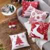 Christmas Pillow Covers Set of 4 Farmhouse Christmas Decorations Snowflake Throw Pillow Covers Deer Xmas Tree Cushion Covers for Sofa Couch Decor - 4 of 4
