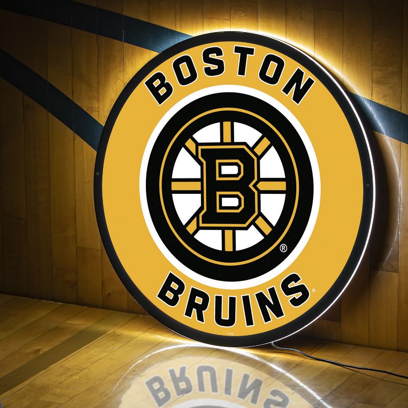 Evergreen Ultra-Thin Edgelight LED Wall Decor, Round, Boston Bruins- 23 x 23 Inches Made In USA, 2 of 7