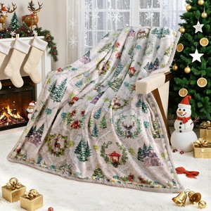 Lomsoe Christmas Blanket Flannel Holiday Blanket Xmas Deer Throw Blanket for Couch Bed Living Room, Christmas Reindeer Grey. - 1 of 4