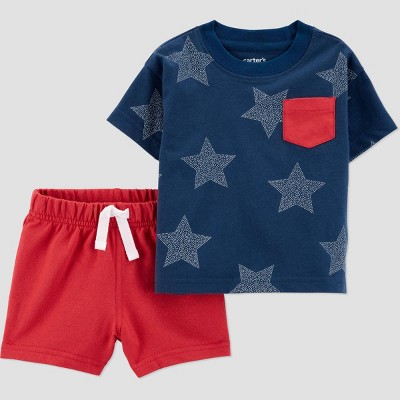 Carter's Just One You® Baby Boys' 2pc Stars Top & Bottom Set - Navy Blue/Red