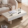 Living Room Wood Coffee Table, Rectangular Side Table with Hidden Drawer, Mid Century Fluted Design Center Table for Small Spaces-Koiai - 4 of 4