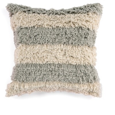 Haven Square Stripe Shag Decorative Pillow - Shiraleah