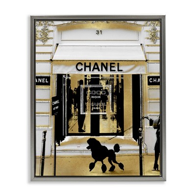 Stupell Industries Fashion Storefront Glam Poodle Black Framed Floater Canvas Wall Art