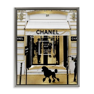 Stupell Industries Fashion Storefront Glam Poodle Black Framed Floater Canvas Wall Art - 1 of 4