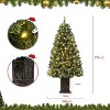 4.5 Ft Artificial Fiber Optic Christmas Tree, Pre-Lit Christmas Tree with 300 Led Lights, 8 Lighting Modes, Metal Hinges & Black Base, Green - 2 of 4