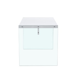Syemin End Table, Modern Coffee Table, With Clear Tempered Glass Table Legs, Storage Function for Living Room, Bedroom, White, 47.2"*27.5"*30" - 1 of 4