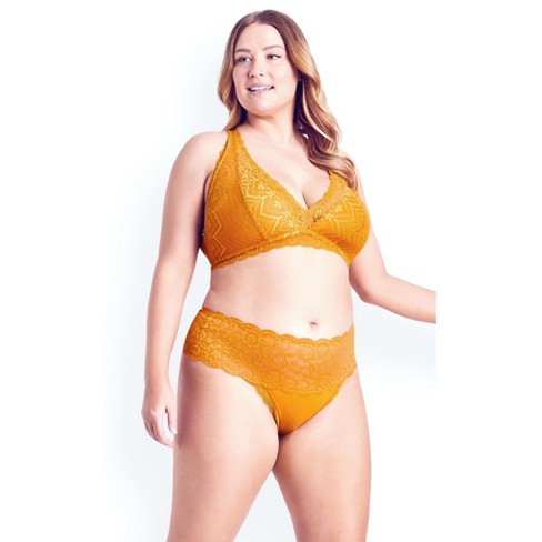 Women s Plus Size Lingerie Racer Back Bralette Marigold Hips