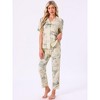 INSPIRE CHIC Women's Longewear Button Up Tencel Floral Ink Wash Pattern Short Sleeve Notched Collar Pants Set with Pockets - 2 of 4