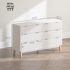 Yukimo 53.9" White 6-Drawer Dresser, Fluted Chest of Drawers with Gold Finger Pulls and Wood Legs for Bedroom - 3 of 4
