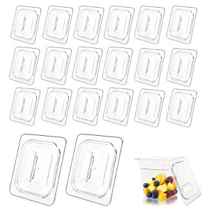 Orieon 15-Pack 1/6 Size Food Pan Covers, Clear Polycarbonate Steam Table Lids with Handle for Restaurant & Kitchen. - 1 of 4