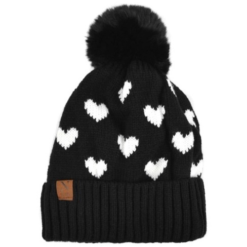 Black and pearl beanie Pom Pom winter hat – Sweeter Hallelujah Boutique