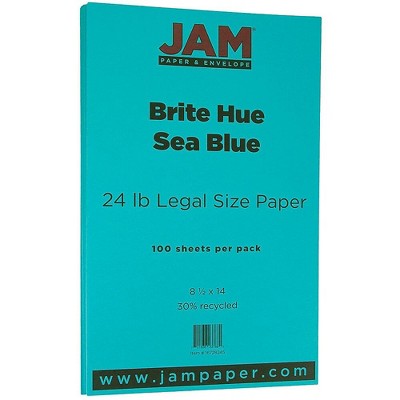 JAM Paper Legal Colored 24lb Paper 8.5 x 14 Sea Blue Recycled 16728245