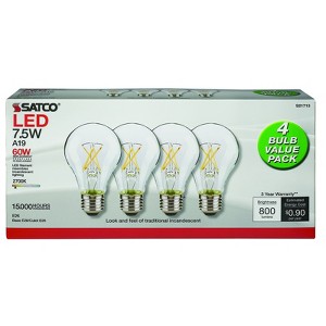 Satco . A19 E26 (Medium) LED Clear Bulb Warm White 60 Watt Equivalence 4 pk - 1 of 1