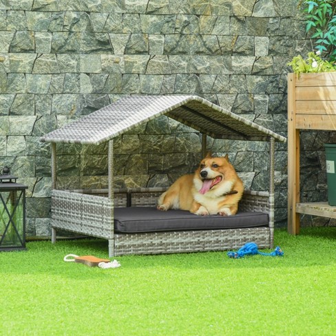 JUJABU Cream Wicker Dog House Outdoor with Canopy - image 1 of 4