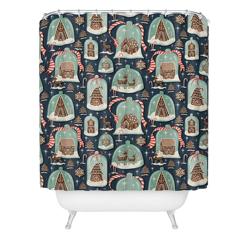 Heather Dutton Gingerbread Village Blue Shower Curtain - Deny Designs, 1 of 4