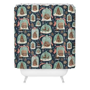 Heather Dutton Gingerbread Village Blue Shower Curtain - Deny Designs