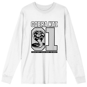Cobra Kai 01 Snake Logo Men's White Long Sleeve Shirt - 1 of 2