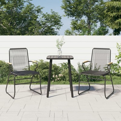vidaXL Patio Chairs 2 pcs Black 22.8"x23.2"x33.7" PVC Rattan