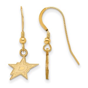 Black Bow Jewelry 14k Yellow Gold Plated Sterling Silver Dallas Stars NHL Dangle Earrings - 1 of 3