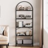 Bookshelf 5 Tier Bookcase Arched Display Racks Tall Standing Bookshelves Metal Frame Open Storage Rack Shelf Large Black Book Shelf for Bedroom - 3 of 4