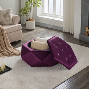 Kumasinova Velvet Diamond Tufted Storage Ottoman,34" Foot Stool with Hidden Compartment,Multifunctional Coffee Table Ottomans for Living Room&Bedroom - 1 of 4
