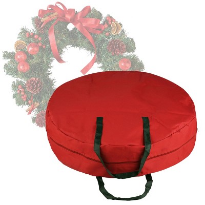 Elf Stor 30" Round Wreath Storage Bag Red