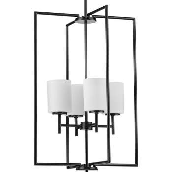 Progress Lighting Replay 4-Light Foyer Pendant, Brushed Nickel, Etched Glass Shades Collection: Replay, 4-Light Foyer Pendant, Brushed Nickel, Etched